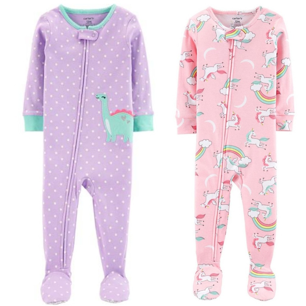 NEW NWT 2 Carter's cotton footies size 12m